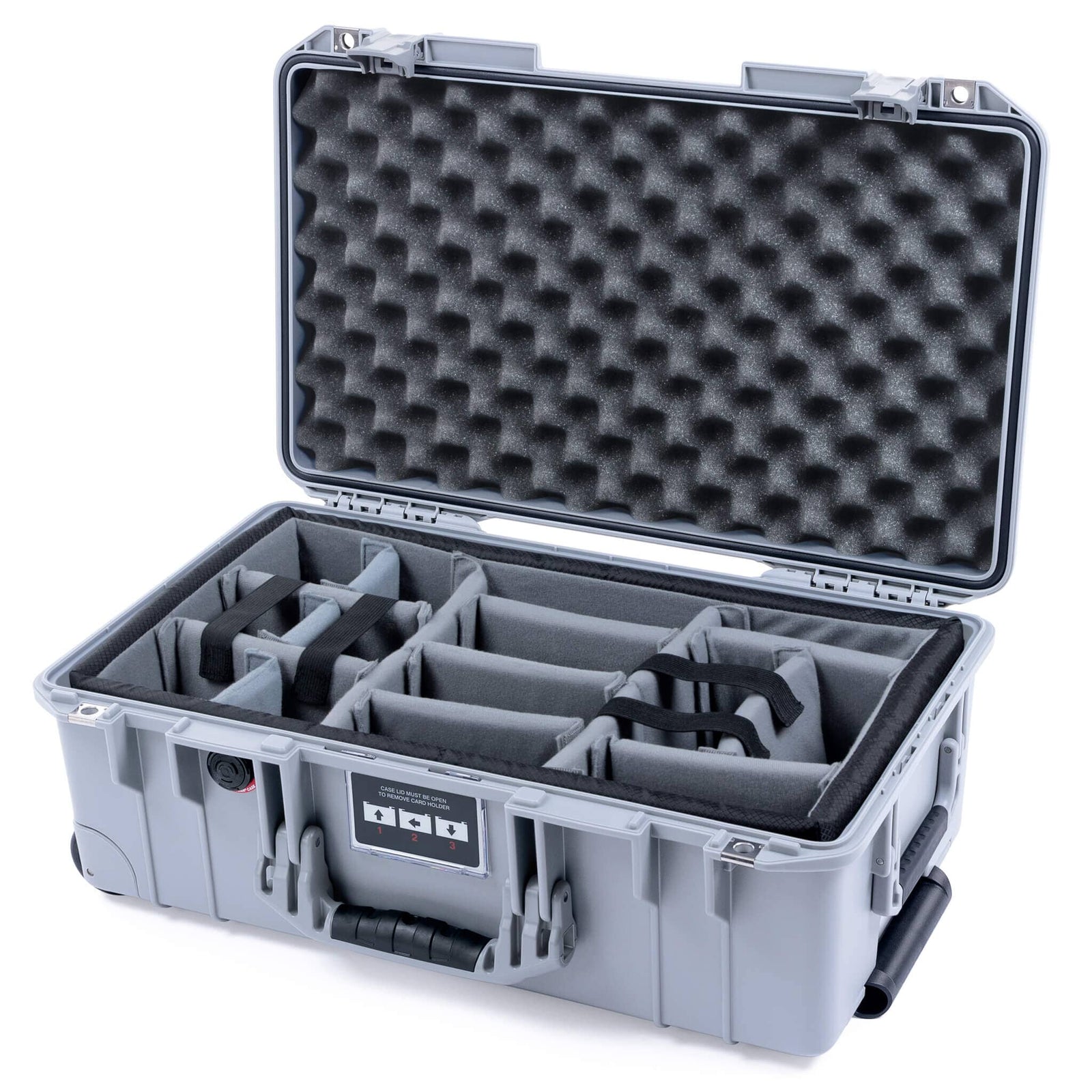 Pelican 1535 Air Case, Silver Gray Padded Microfiber Dividers with Convoluted Lid Foam ColorCase 015350-0070-180-181