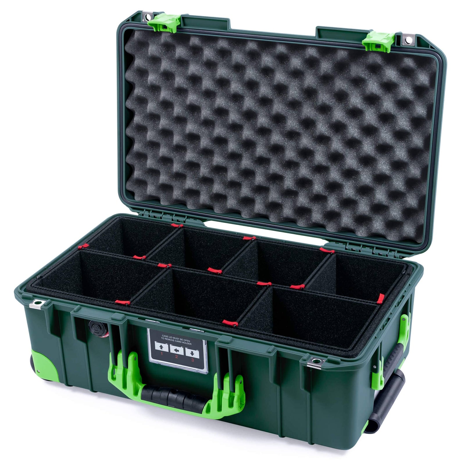 Pelican 1535 Air Carry-on Case - Trekking Green & Lime Green Trolley - TrekPak Divider System / Convoluted Lid Foam