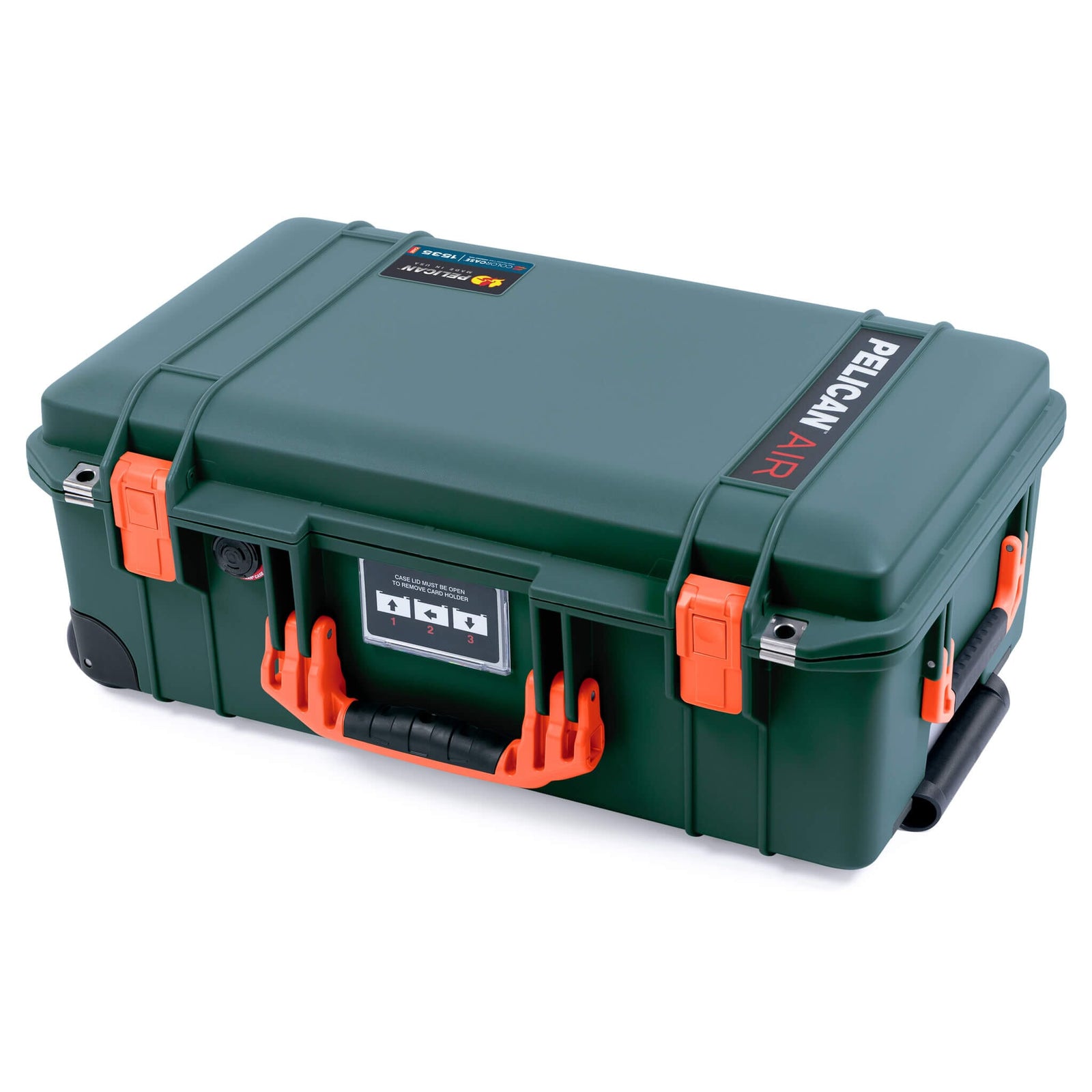 Pelican 1535 Air Case, Trekking Green with Orange Handles & Push-Button Latches ColorCase