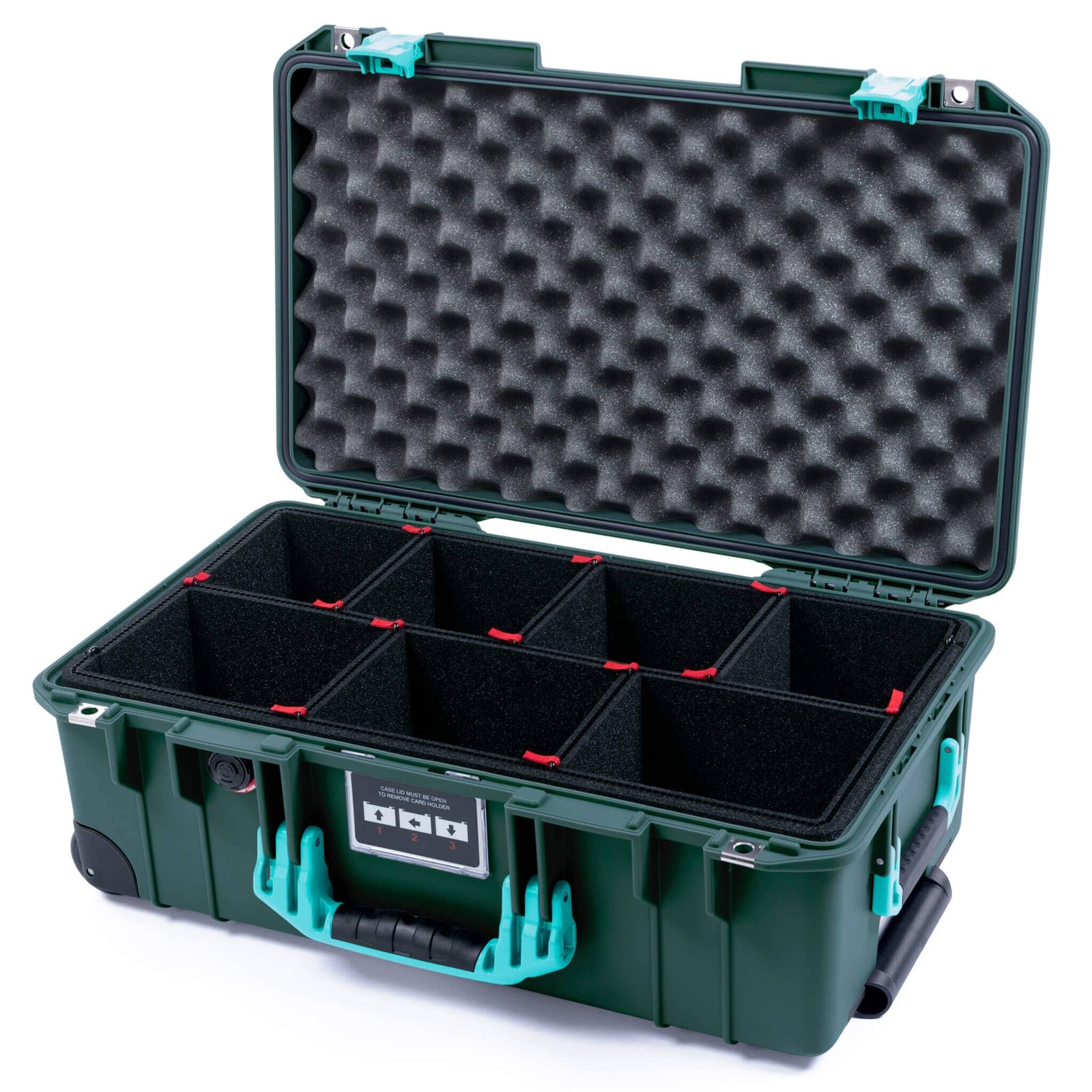 Pelican 1535 Air Carry-on Case - Trekking Green & Teal - TrekPak Divider System / Convoluted Lid Foam