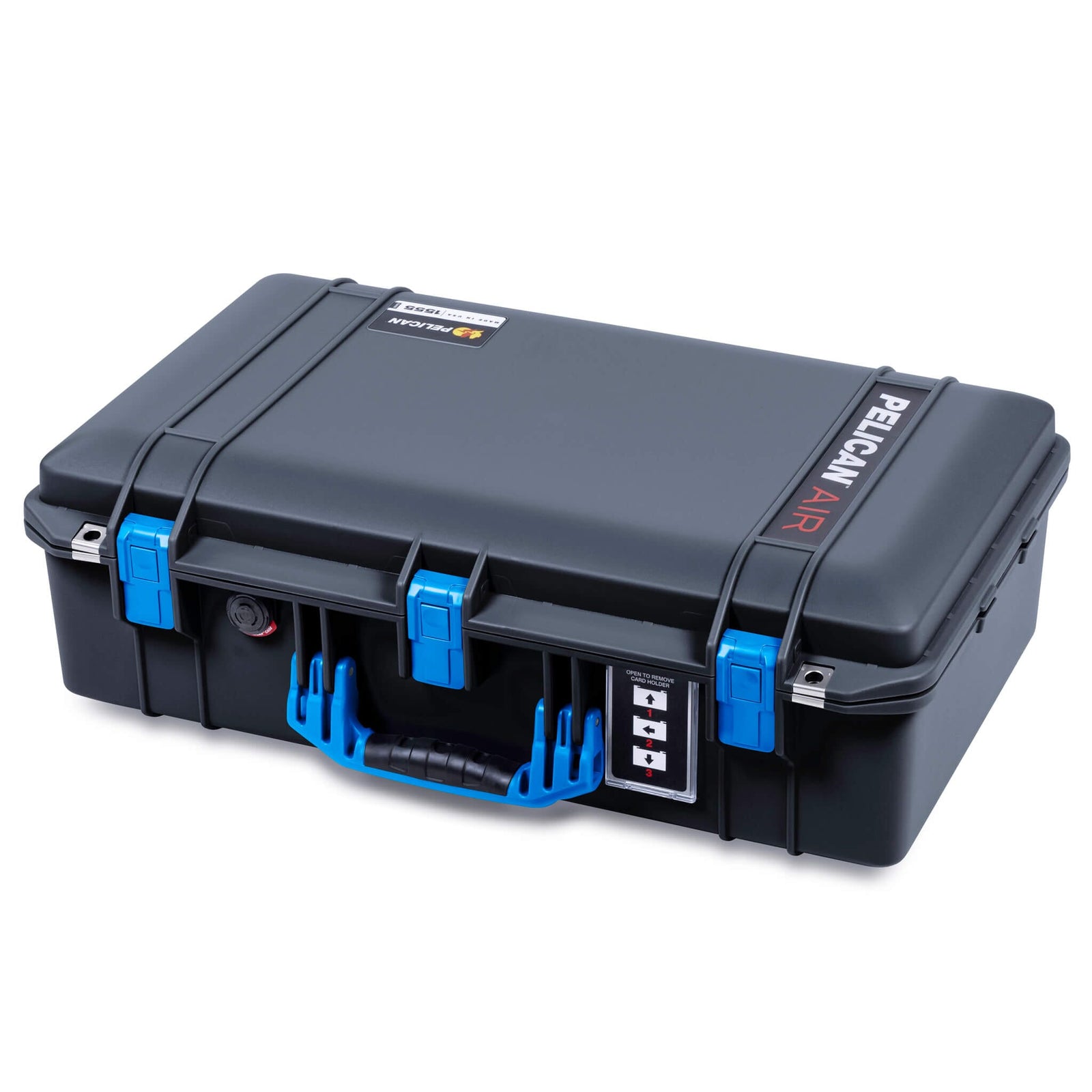 Pelican 1555 Air Case, Black with Blue Handle & Latches ColorCase