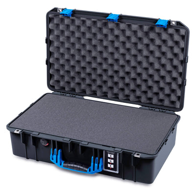 Pelican 1555 Air Case, Black with Blue Handle & Latches Pick & Pluck Foam with Convolute Lid Foam ColorCase 015550-0001-110-121