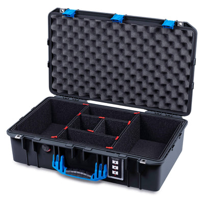 Pelican 1555 Air Case, Black with Blue Handle & Latches TrekPak Divider System with Convolute Lid Foam ColorCase 015550-0020-110-121