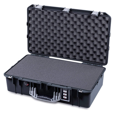 Pelican 1555 Air Case, Black with Silver Handle & Latches Pick & Pluck Foam with Convolute Lid Foam ColorCase 015550-0001-110-181