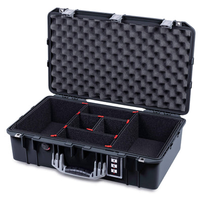 Pelican 1555 Air Case, Black with Silver Handle & Latches TrekPak Divider System with Convolute Lid Foam ColorCase 015550-0020-110-181