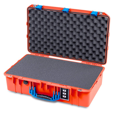 Pelican 1555 Air Case, Orange with Blue Handle & Latches Pick & Pluck Foam with Convolute Lid Foam ColorCase 015550-0001-150-121