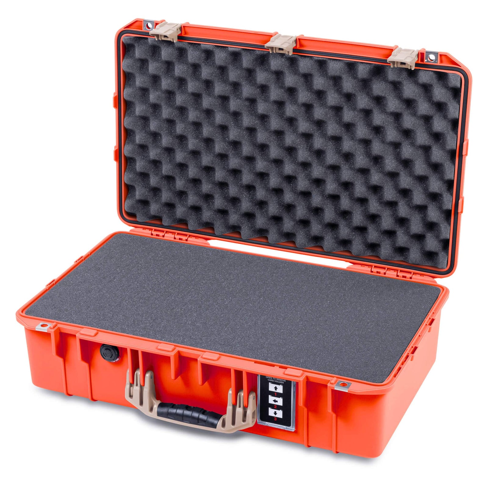 Pelican 1555 Air Case, Orange with Desert Tan Handle & Latches Pick & Pluck Foam with Convolute Lid Foam ColorCase 015550-0001-150-311