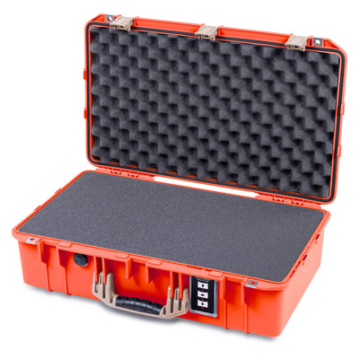 Pelican 1555 Air Case, Orange with Desert Tan Handle & Latches Pick & Pluck Foam with Convolute Lid Foam ColorCase 015550-0001-150-311