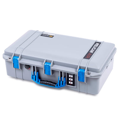 Pelican 1555 Air Case, Silver with Blue Handle & Latches ColorCase