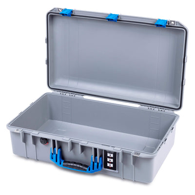 Pelican 1555 Air Case, Silver with Blue Handle & Latches None (Case Only) ColorCase 015550-0000-180-121