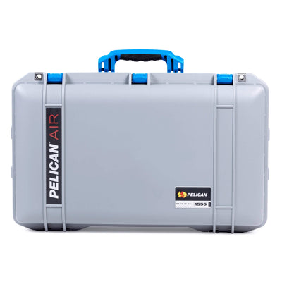 Pelican 1555 Air Case, Silver with Blue Handle & Latches ColorCase