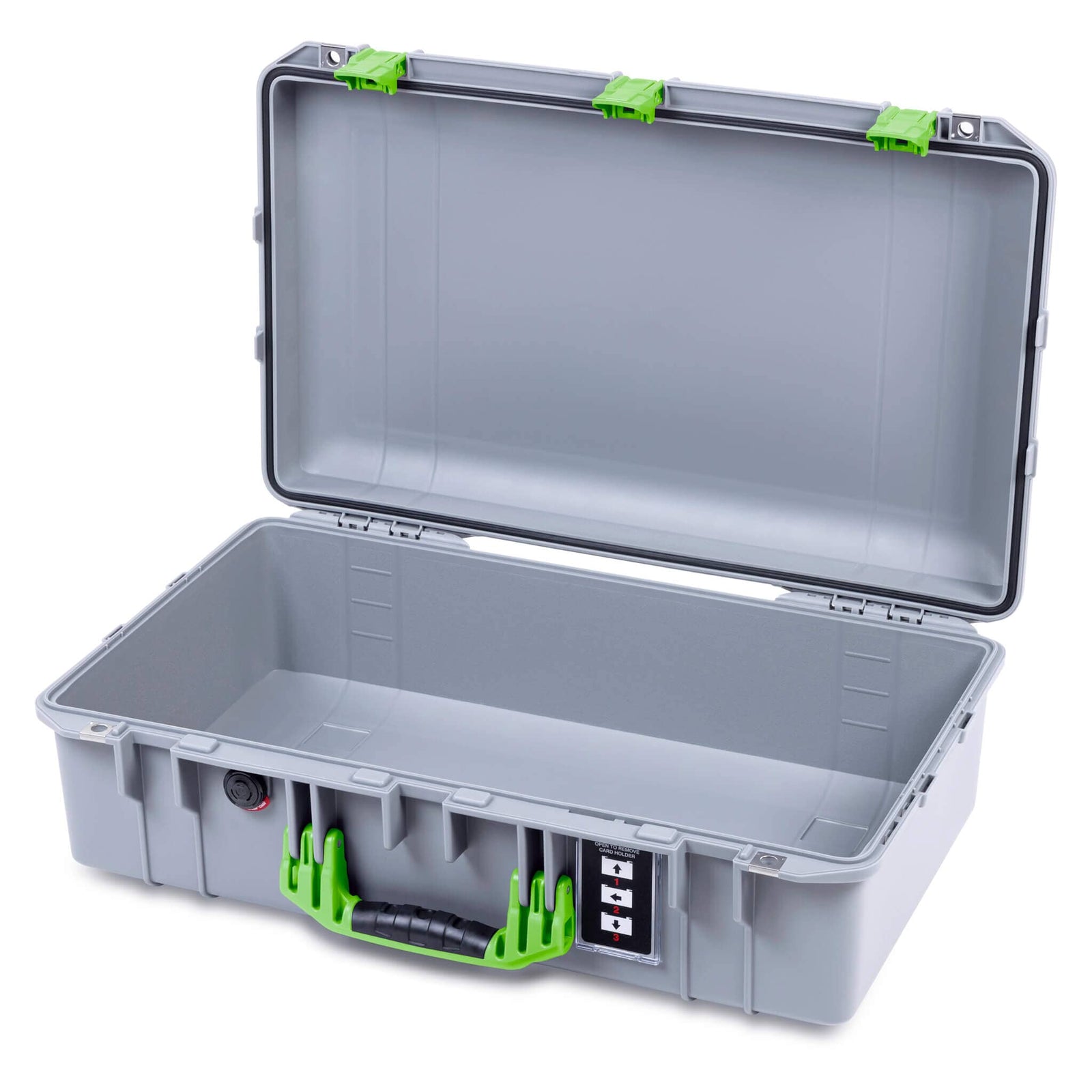 Pelican 1555 Air Case, Silver with Lime Green Handle & Latches None (Case Only) ColorCase 015550-0000-180-301