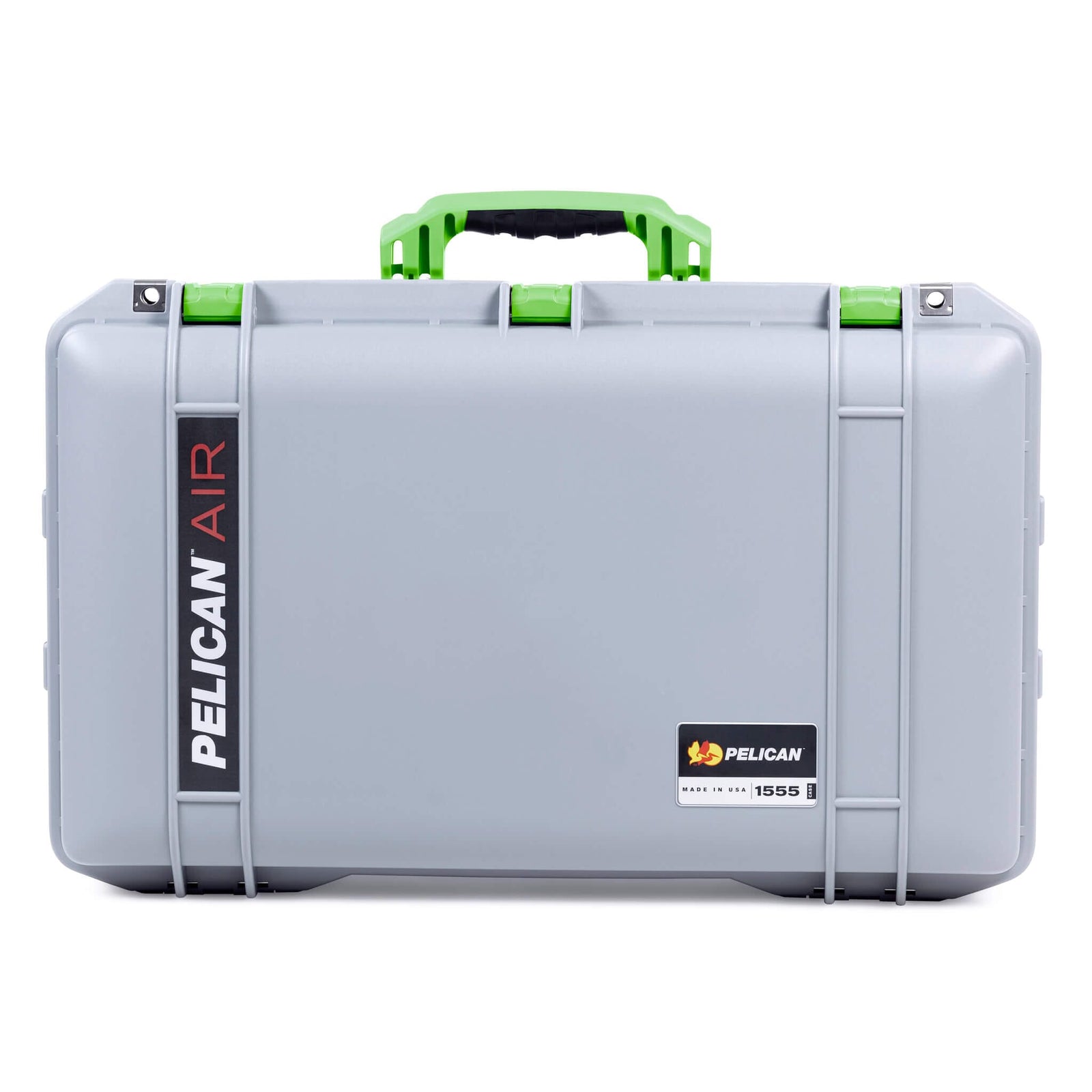 Pelican 1555 Air Case, Silver with Lime Green Handle & Latches ColorCase