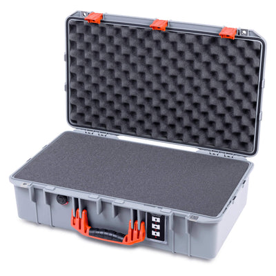Pelican 1555 Air Case, Silver with Orange Handle & Latches Pick & Pluck Foam with Convolute Lid Foam ColorCase 015550-0001-180-151
