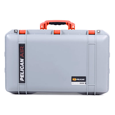Pelican 1555 Air Case, Silver with Orange Handle & Latches ColorCase