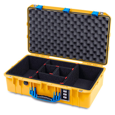 Pelican 1555 Air Case, Yellow with Blue Handle & Latches TrekPak Divider System with Convolute Lid Foam ColorCase 015550-0020-240-121