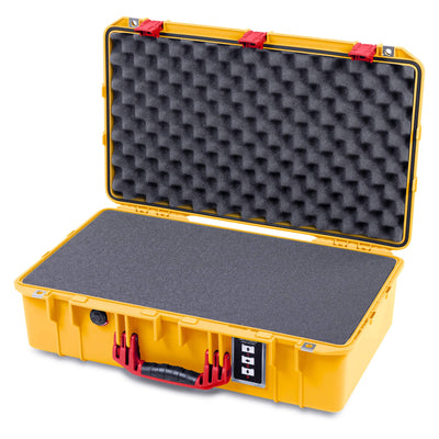 Pelican 1555 Air Case, Yellow with Red Handle & Latches Pick & Pluck Foam with Convolute Lid Foam ColorCase 015550-0001-240-321