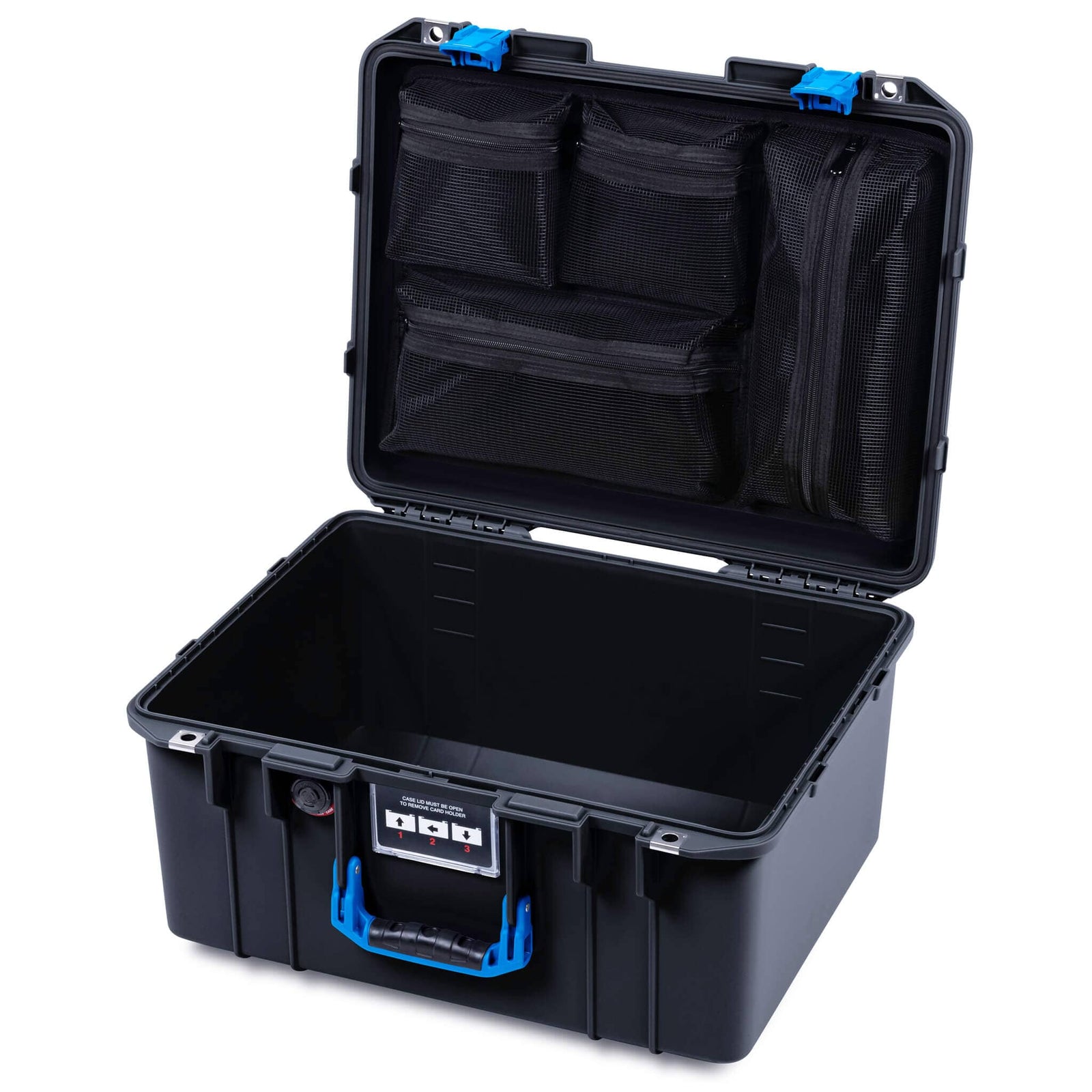 Pelican 1557 Air Case, Black with Blue Handle & Latches ColorCase