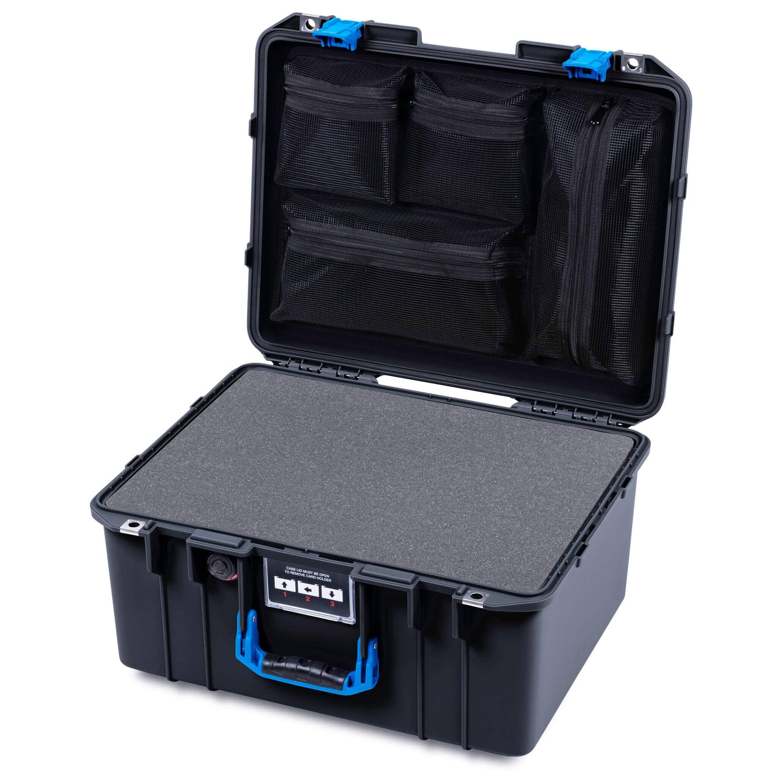 Pelican 1557 Air Case, Black with Blue Handle & Latches ColorCase