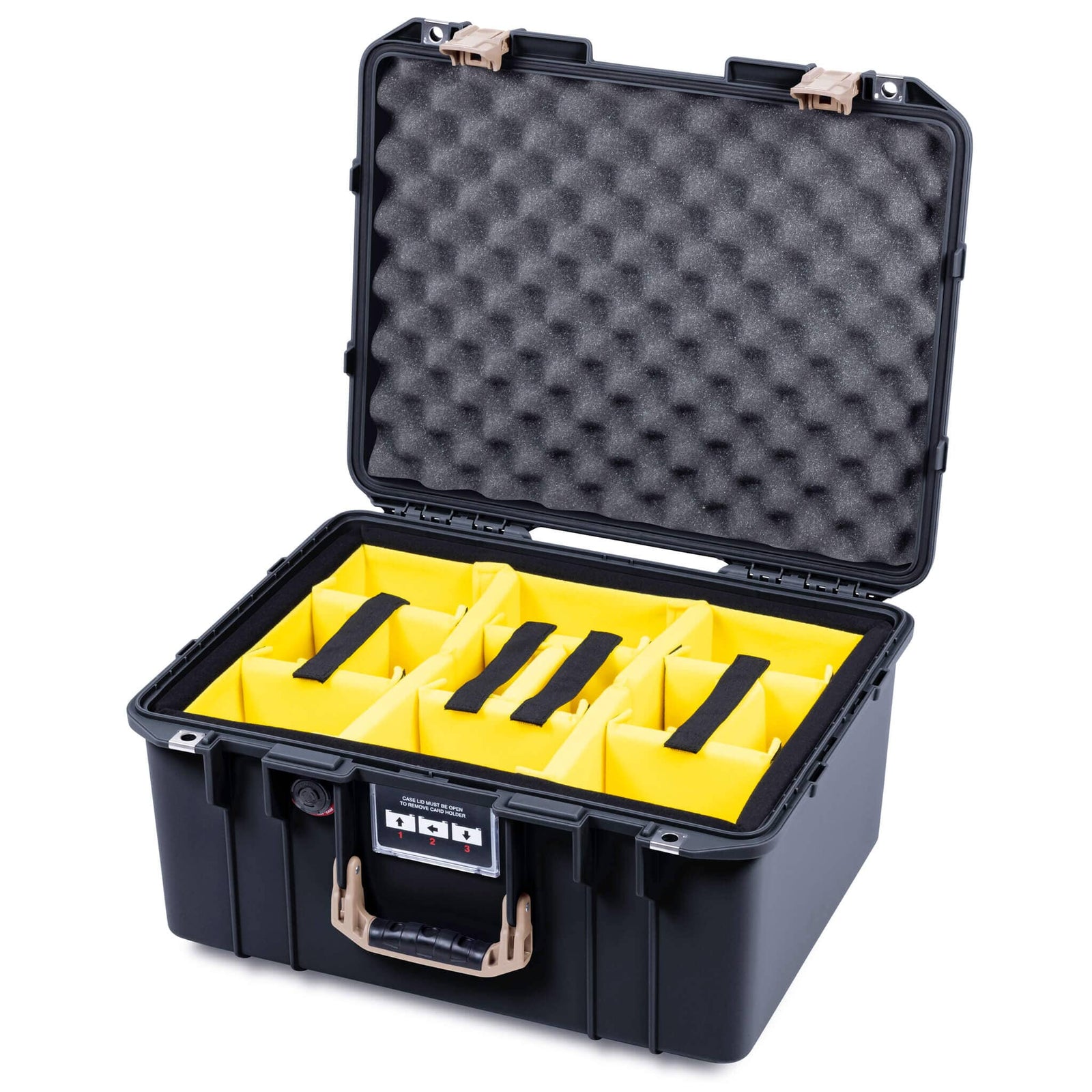 Pelican 1557 Air Case, Black with Desert Tan Handle & Latches ColorCase