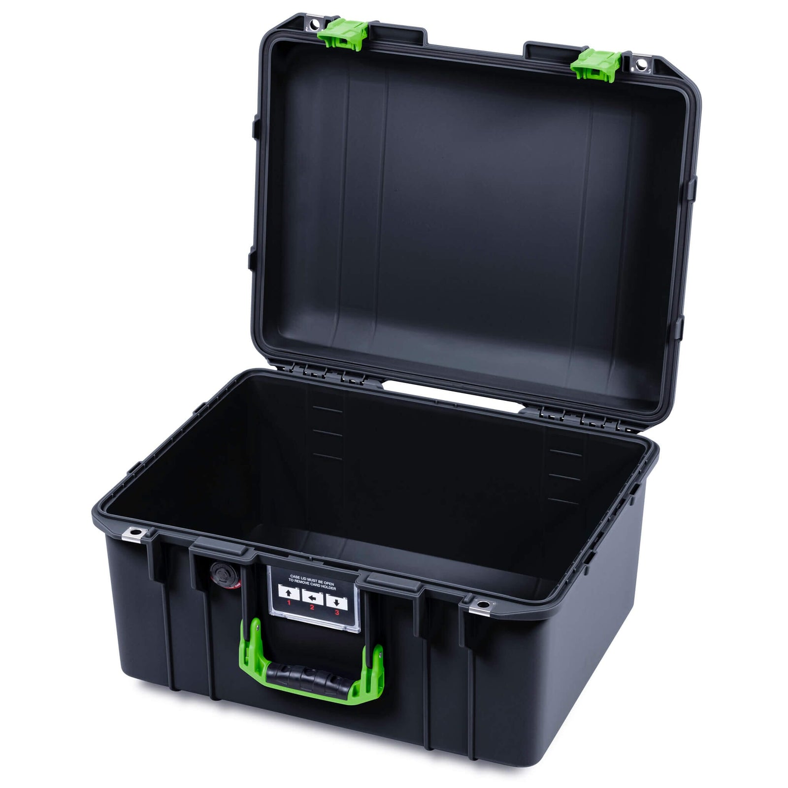 Pelican 1557 Air Case, Black with Lime Green Handle & Latches ColorCase