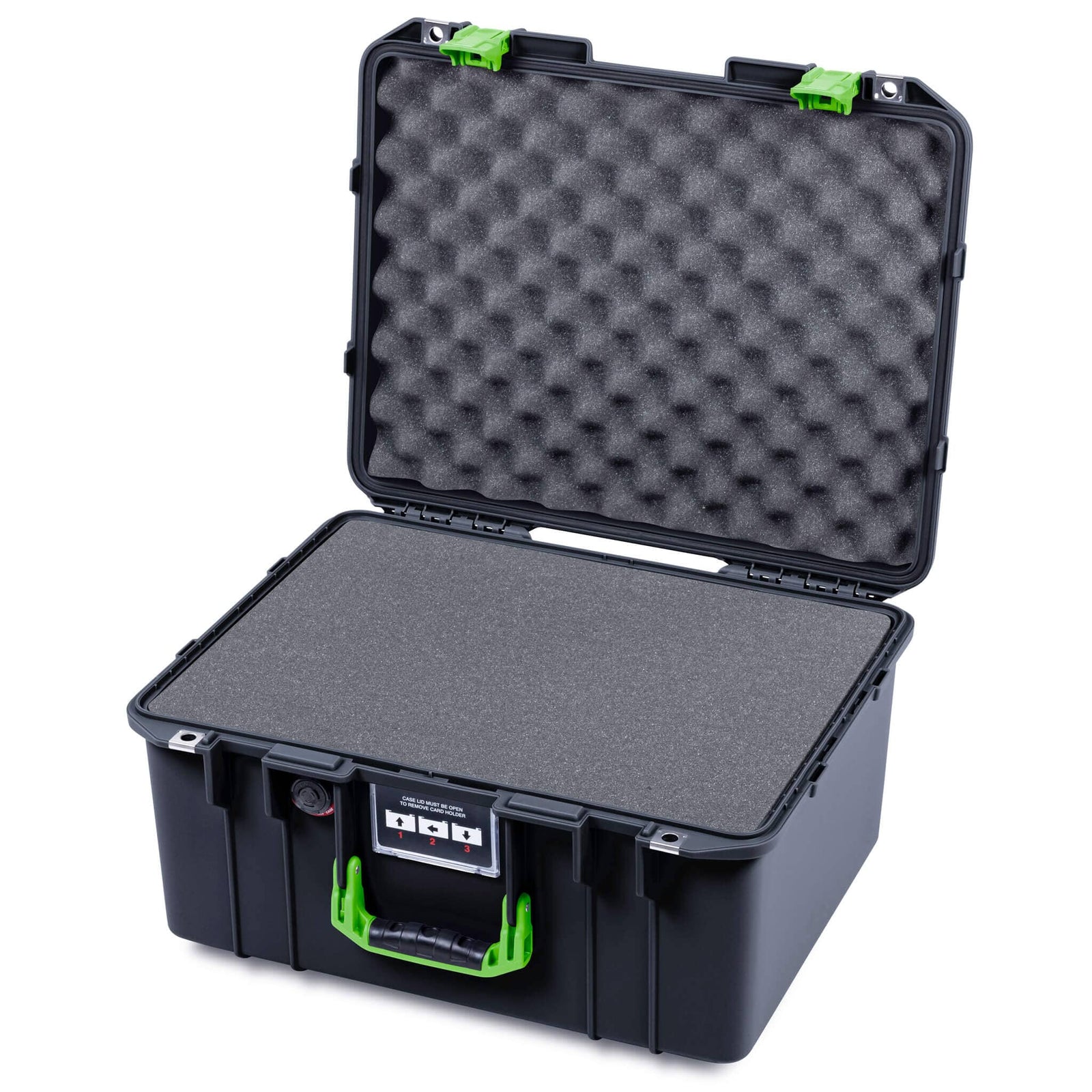 Pelican 1557 Air Case, Black with Lime Green Handle & Latches ColorCase