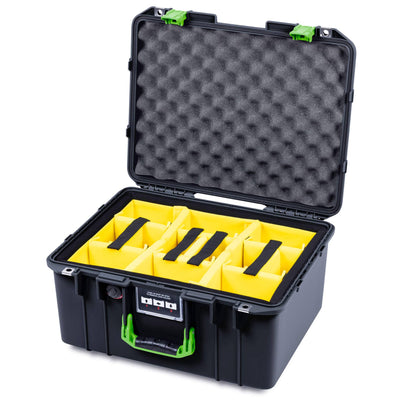 Pelican 1557 Air Case, Black with Lime Green Handle & Latches ColorCase