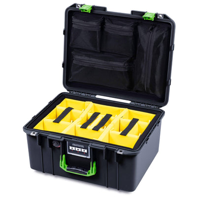 Pelican 1557 Air Case, Black with Lime Green Handle & Latches ColorCase