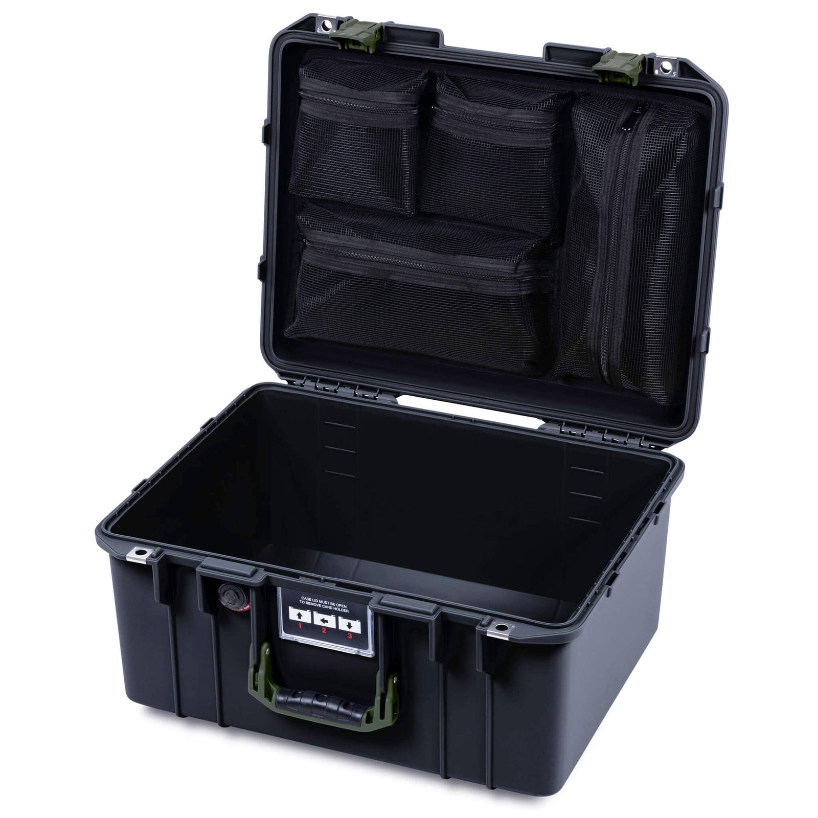 Pelican 1557 Air Case, Black with OD Green Handle & Latches ColorCase