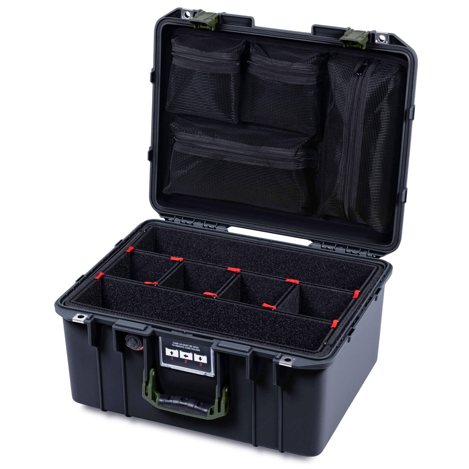 Pelican 1557 Air Case, Black with OD Green Handle & Latches ColorCase