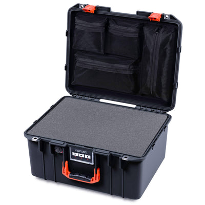 Pelican 1557 Air Case, Black with Orange Handle & Latches ColorCase