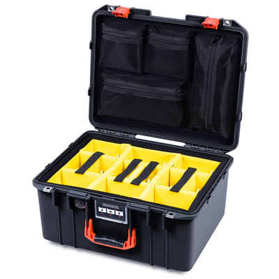 Pelican 1557 Air Case, Black with Orange Handle & Latches ColorCase