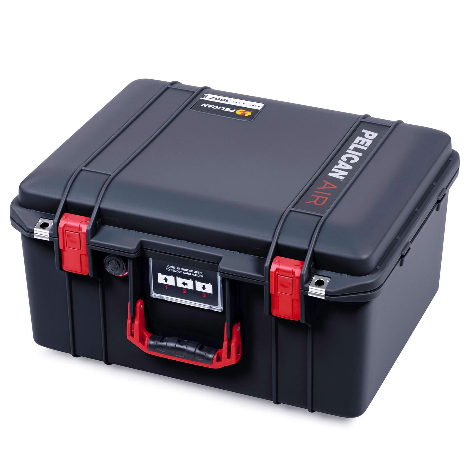 Pelican 1557 Air Case, Black with Red Handle & Latches ColorCase