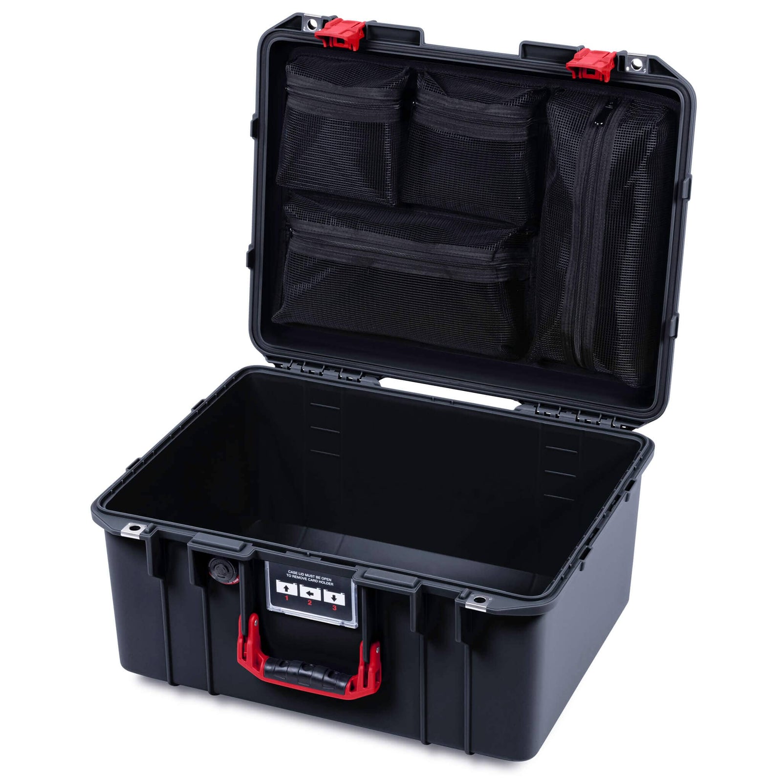 Pelican 1557 Air Case, Black with Red Handle & Latches ColorCase
