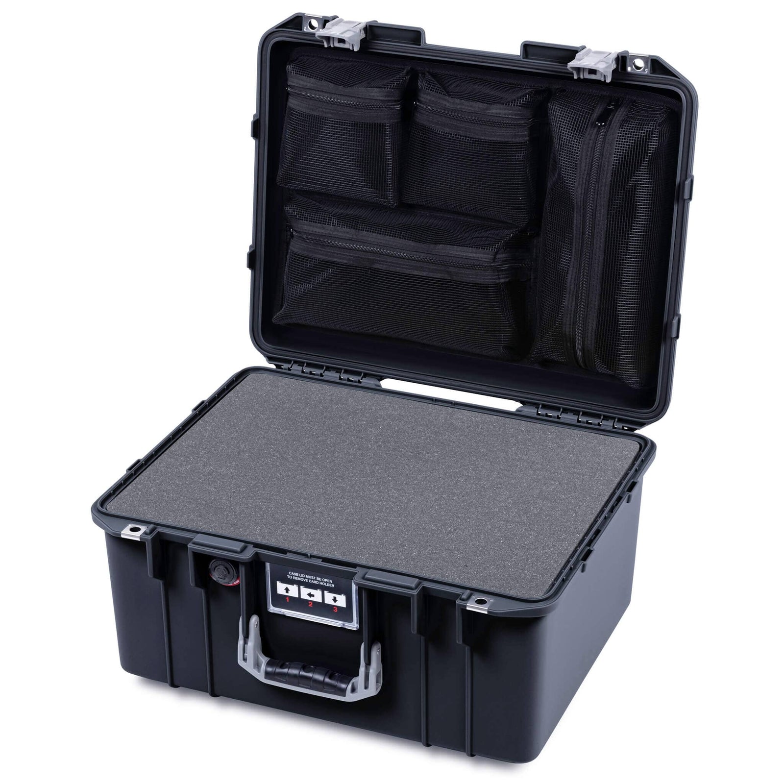 Pelican 1557 Air Case, Black with Silver Handle & Latches ColorCase