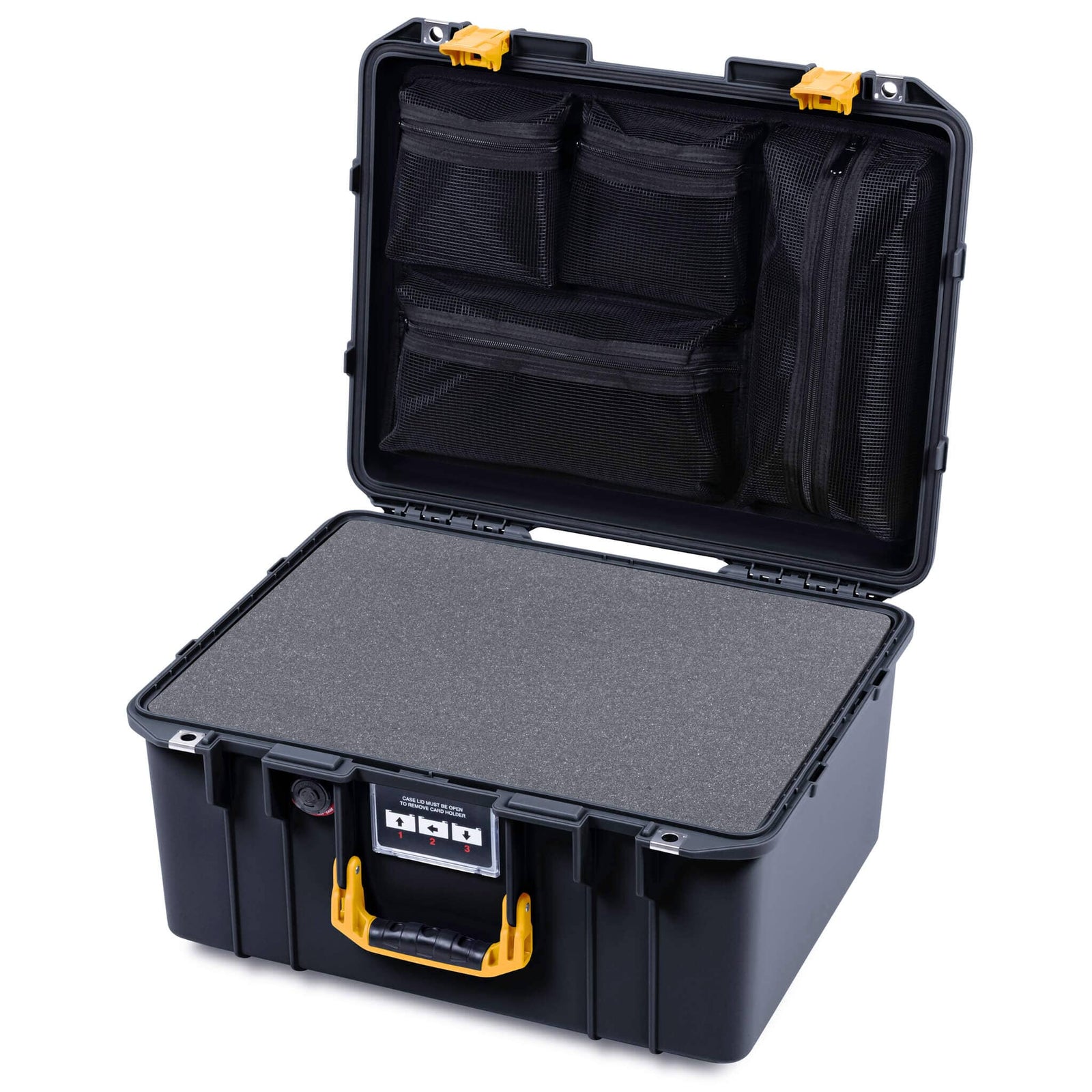 Pelican 1557 Air Case, Black with Yellow Handle & Latches ColorCase