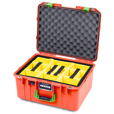 Pelican 1557 Air Case, Orange with Lime Green Handle & Latches ColorCase