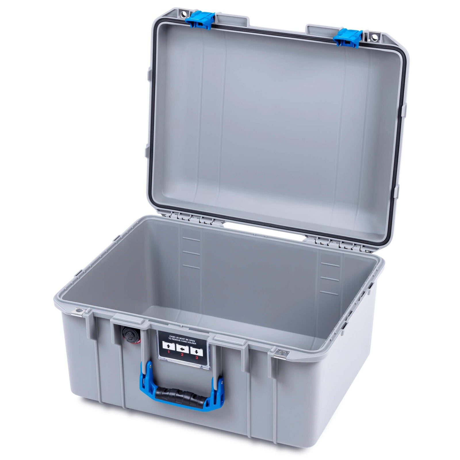 Pelican 1557 Air Case, Silver with Blue Handle & Latches ColorCase