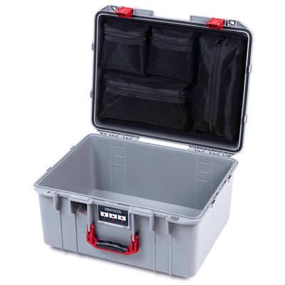 Pelican 1557 Air Case, Silver with Red Handle & Latches ColorCase