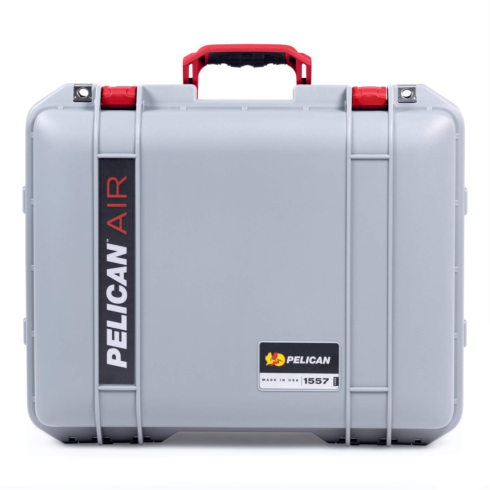 Pelican 1557 Air Case, Silver with Red Handle & Latches ColorCase