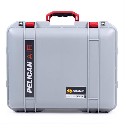 Pelican 1557 Air Case, Silver with Red Handle & Latches ColorCase