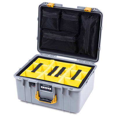 Pelican 1557 Air Case, Silver with Yellow Handle & Latches ColorCase