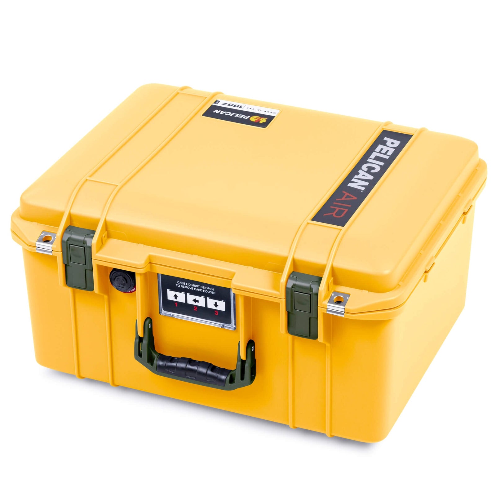 Pelican 1557 Air Case, Yellow with OD Green Handle & Latches ColorCase
