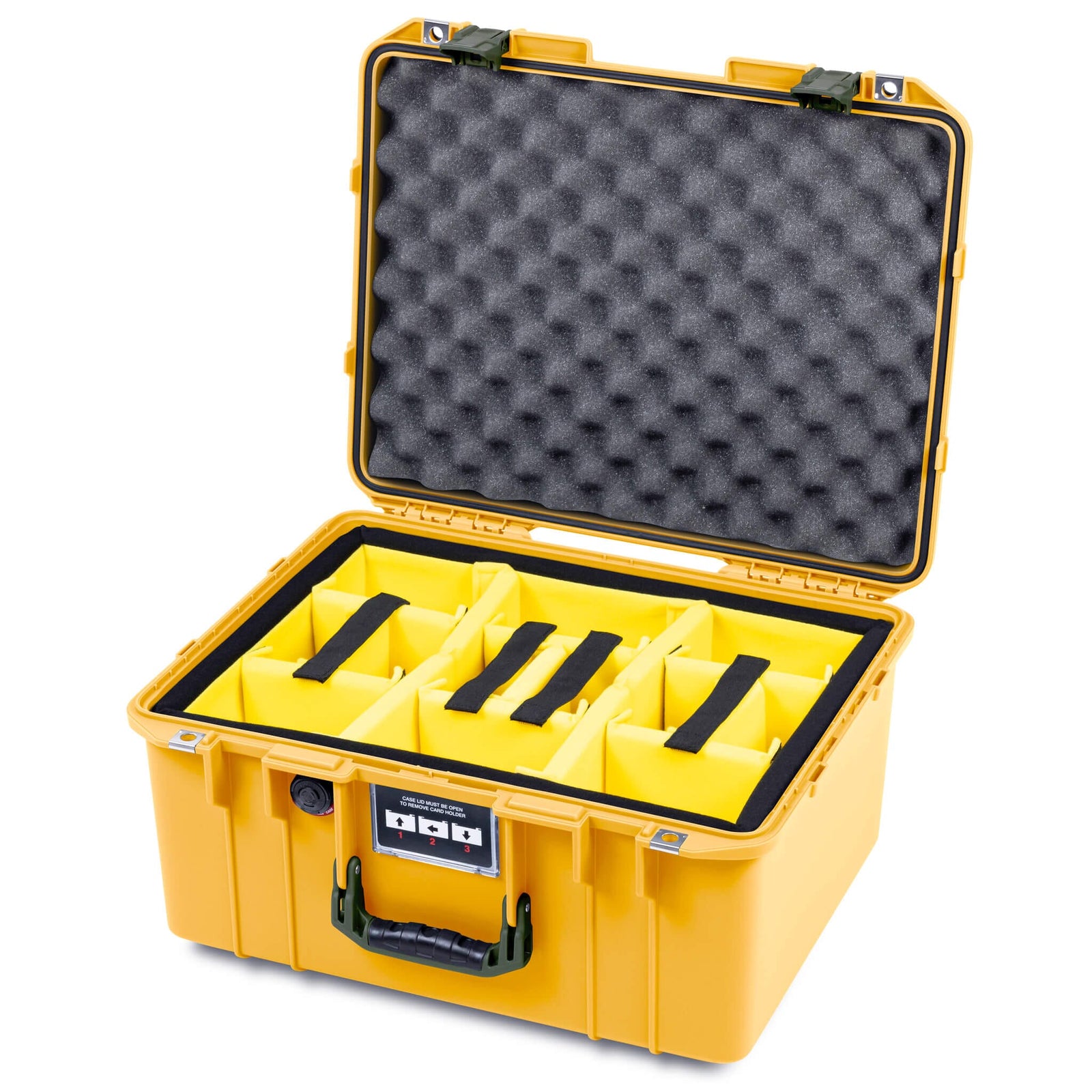 Pelican 1557 Air Case, Yellow with OD Green Handle & Latches ColorCase