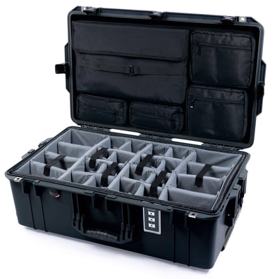 Pelican 1595 Air Case, Black Gray Padded Microfiber Dividers with Laptop Computer Lid Pouch ColorCase 015950-0270-110-110