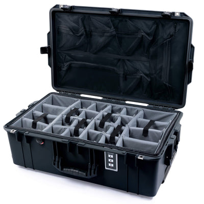 Pelican 1595 Air Case, Black Gray Padded Microfiber Dividers with Mesh Lid Organizer ColorCase 015950-0170-110-110
