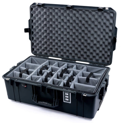 Pelican 1595 Air Case, Black Gray Padded Microfiber Dividers with Convoluted Lid Foam ColorCase 015950-0070-110-110