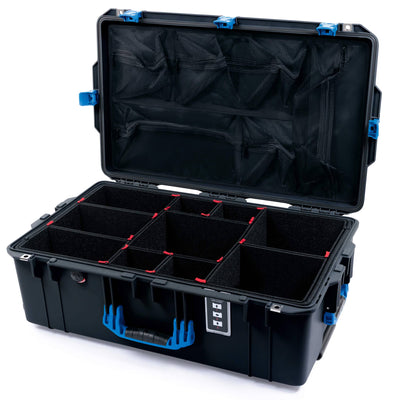Pelican 1595 Air Case, Black with Blue Handles & Push-Button Latches TrekPak Divider System with Mesh Lid Organizer ColorCase 015950-0120-110-121