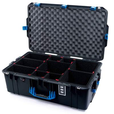 Pelican 1595 Air Case, Black with Blue Handles & Push-Button Latches TrekPak Divider System with Convoluted Lid Foam ColorCase 015950-0020-110-121