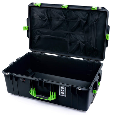 Pelican 1595 Air Case, Black with Lime Green Handles & Latches Mesh Lid Organizer Only ColorCase 015950-0100-110-301